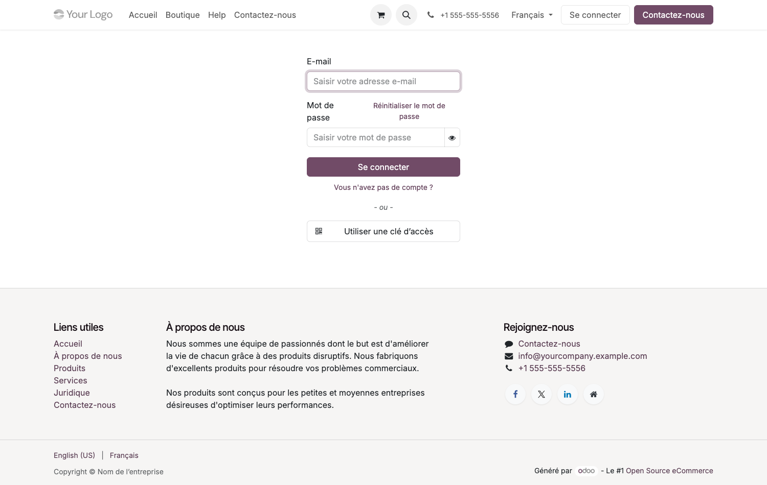 Écran de connexion