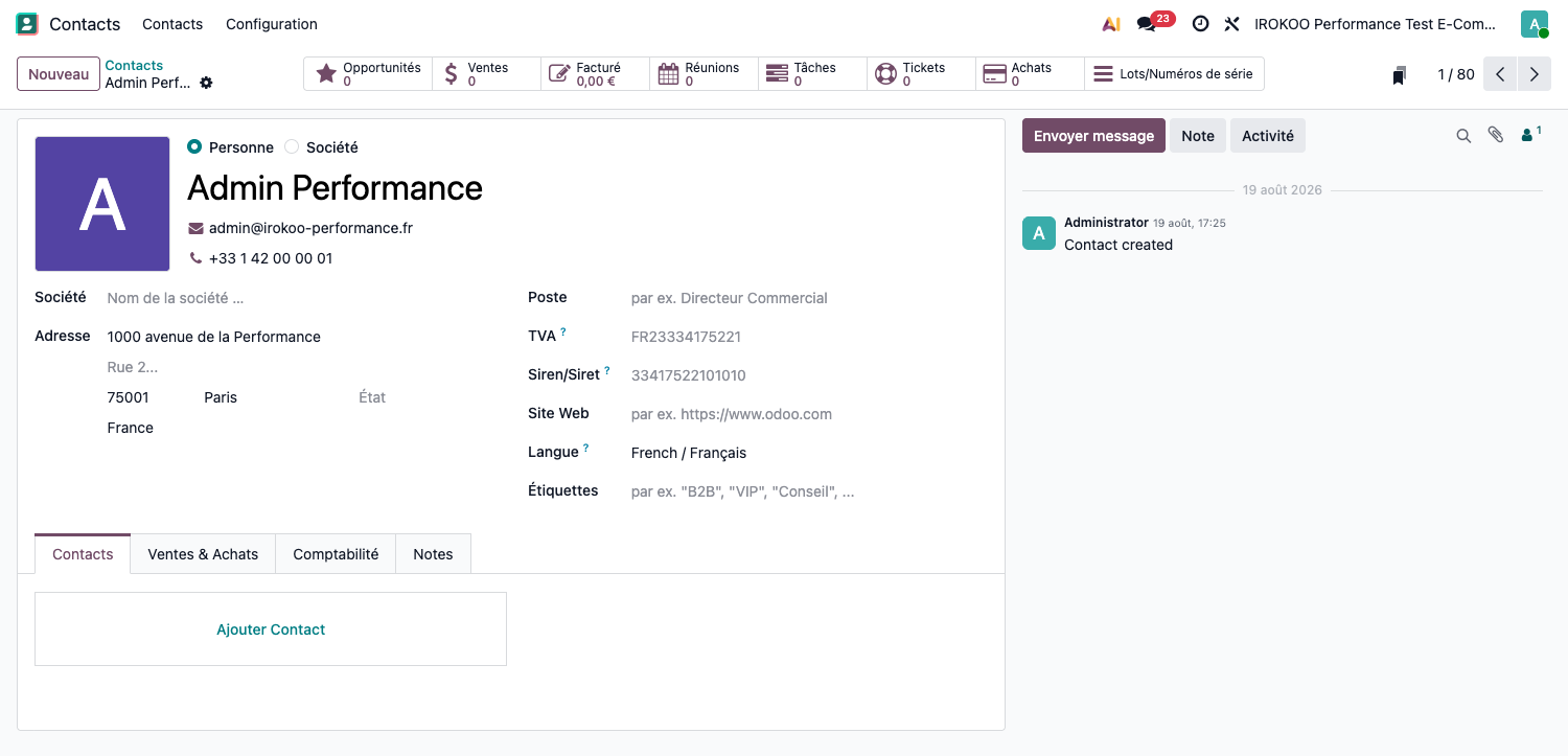 Fiche contact de type Société