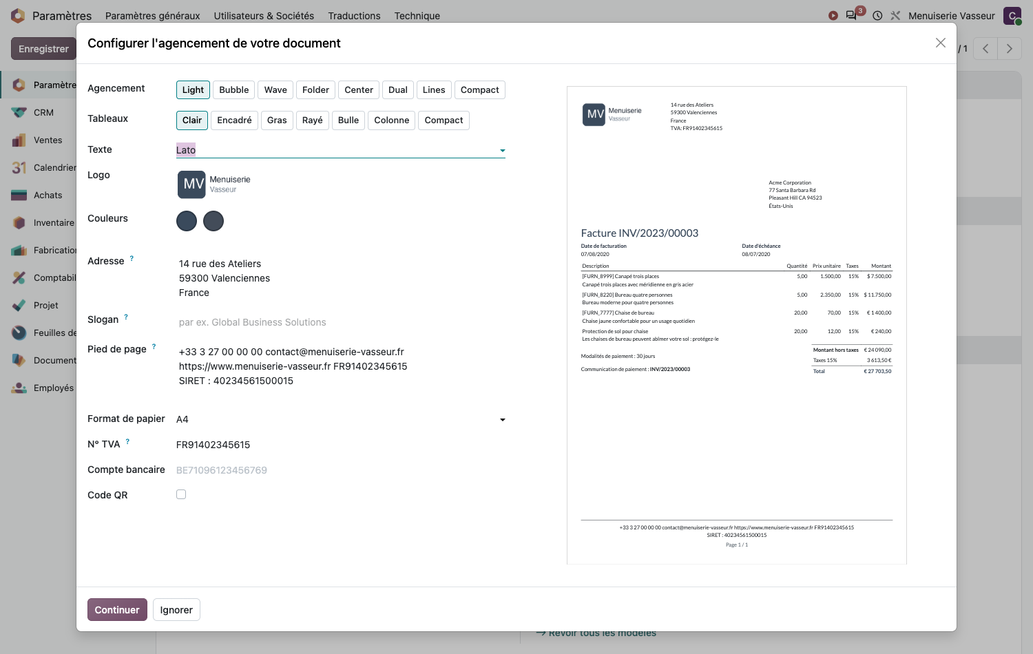 Configurateur de mise en page des documents