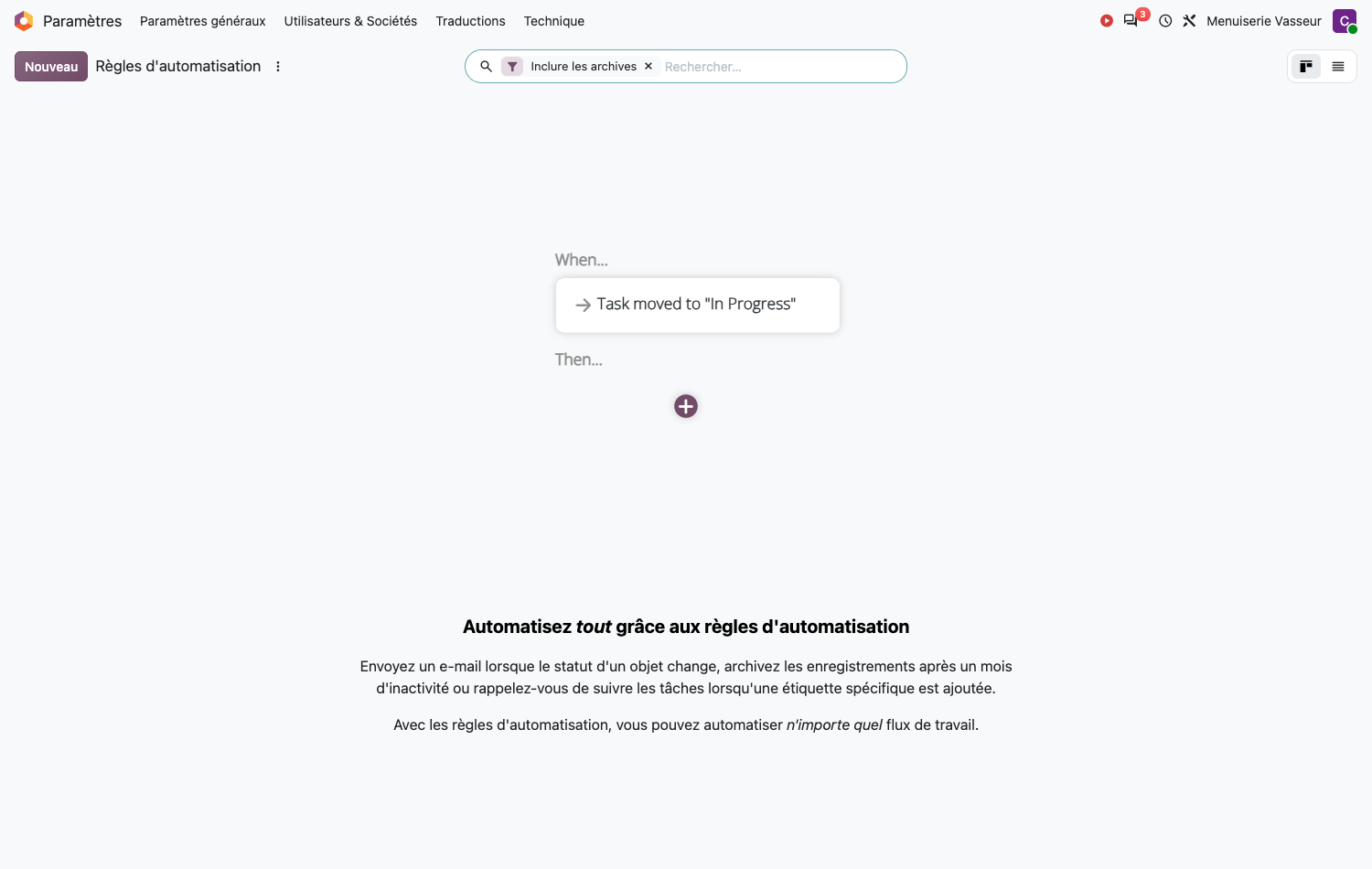 Création d'une règle d'automatisation