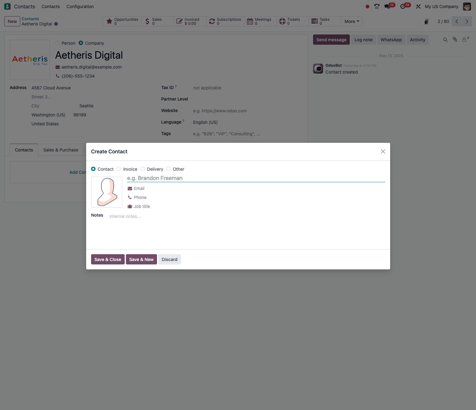 Contacts individuels rattachés à une entreprise