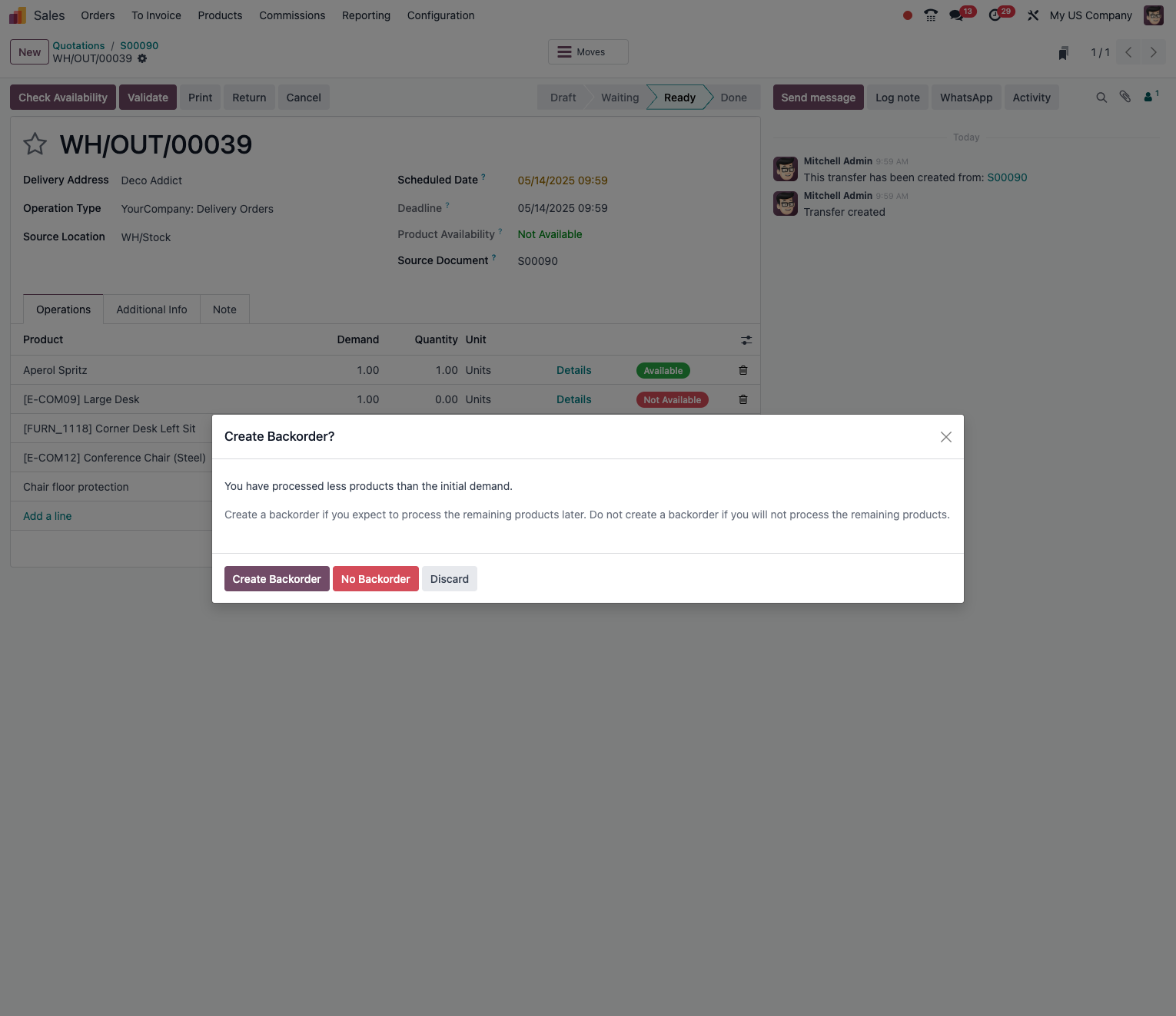 Gestion d’une livraison partielle